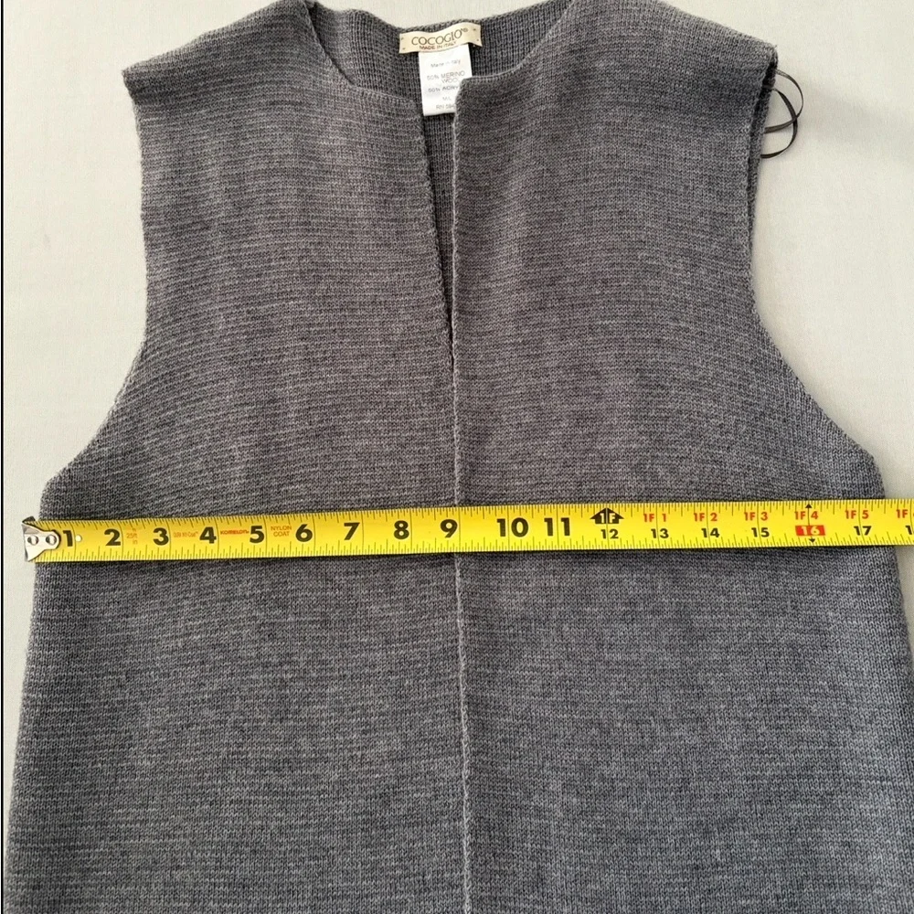 COCOGIO Made In Italy Gray Merino Wool Blend Knit Sweater Vest Size Medium Large